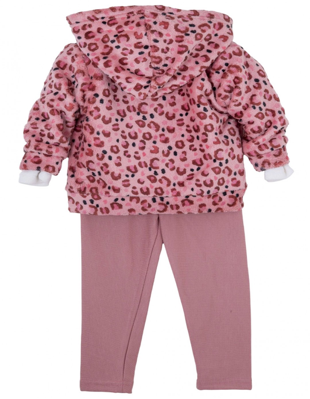 Βρεφικό σετ για κορίτσι, ζακέτα μπλούζα και κολάν, ροζ-λευκό, Regular Fit, 48% Ra-27% Pl-20% Ny-5% El.