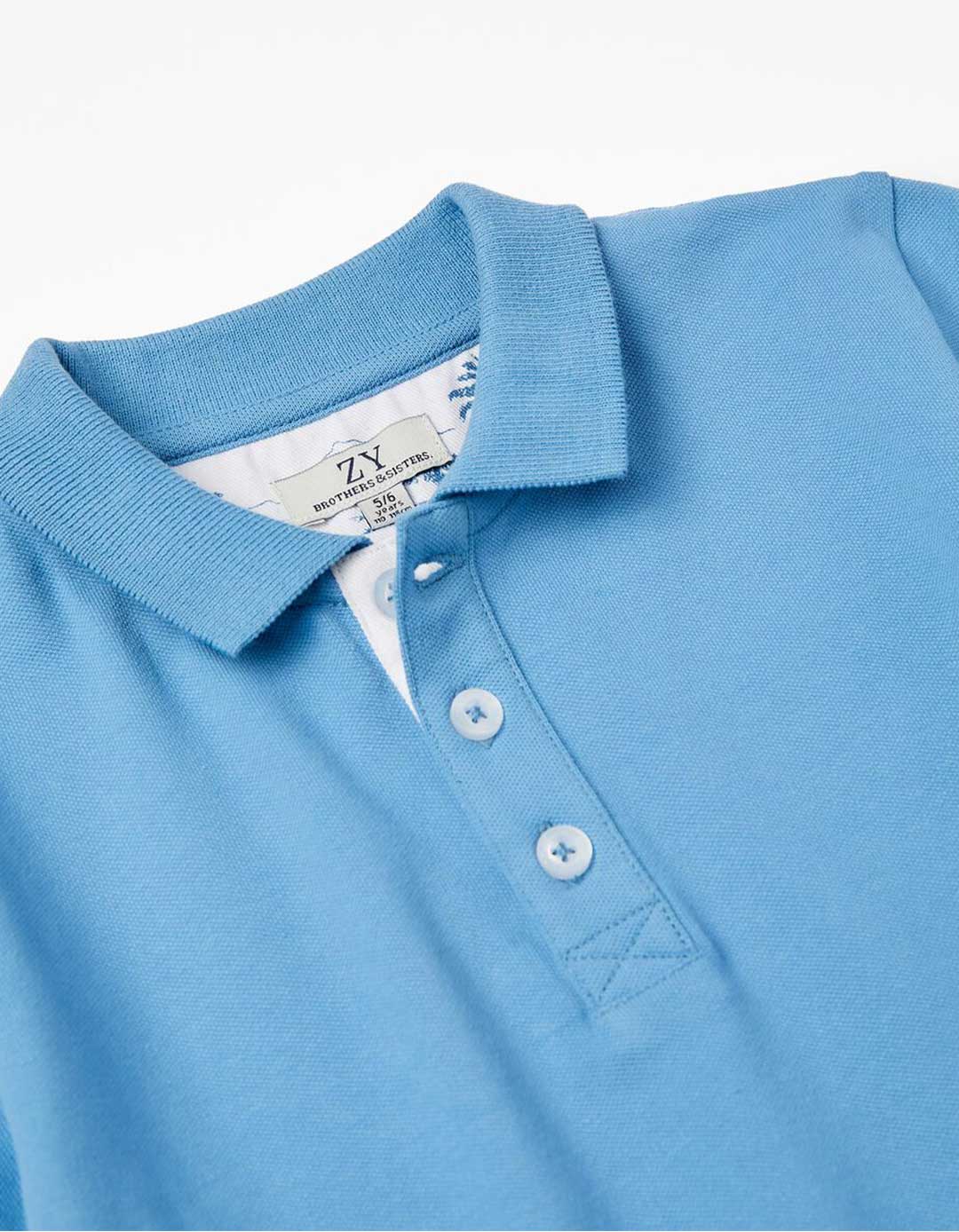 Σιελ κοντομάνικο μπλουζάκι πόλο για αγόρι, Slim Fit, 100% βαμβάκι.