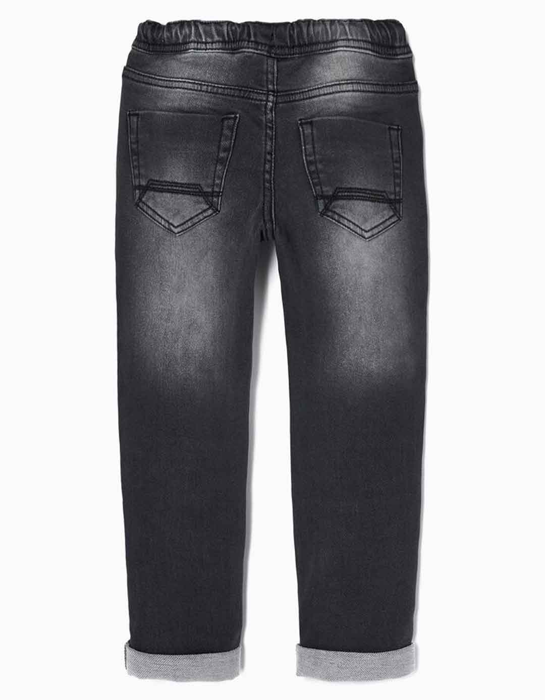  Γκρι σκούρο ελαστικό παντελόνι τζιν για αγόρι, Slim Fit, 65% βαμβάκι 14% πολυεστέρας.
