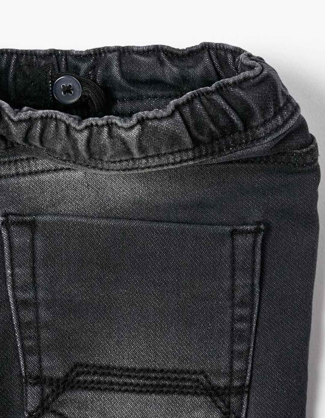  Γκρι σκούρο ελαστικό παντελόνι τζιν για αγόρι, Slim Fit, 65% βαμβάκι 14% πολυεστέρας.