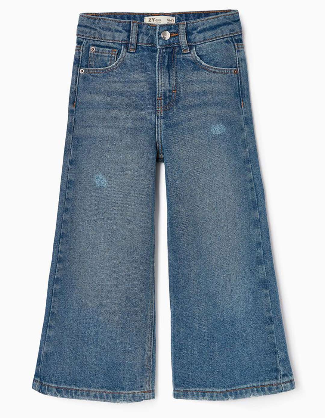 Μπλε τζιν για κορίτσια. Μοντέλο με φαρδύ πόδι, Slim Fit, 100% βαμβάκι. Μπλε τζιν για κορίτσια. Μοντέλο με φαρδύ πόδι, Slim Fit, 100% βαμβάκι.