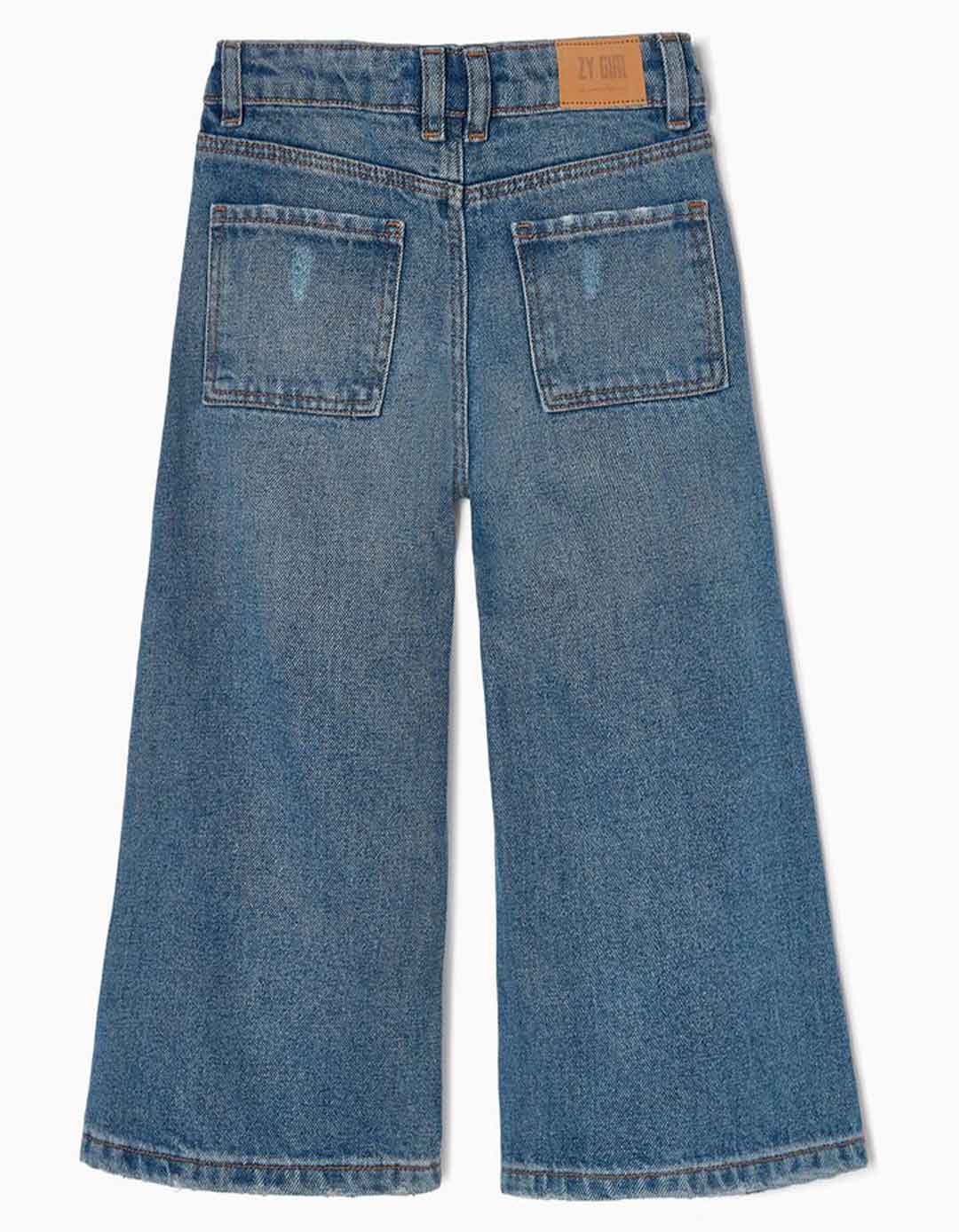 Μπλε τζιν για κορίτσια. Μοντέλο με φαρδύ πόδι, Slim Fit, 100% βαμβάκι. Μπλε τζιν για κορίτσια. Μοντέλο με φαρδύ πόδι, Slim Fit, 100% βαμβάκι.