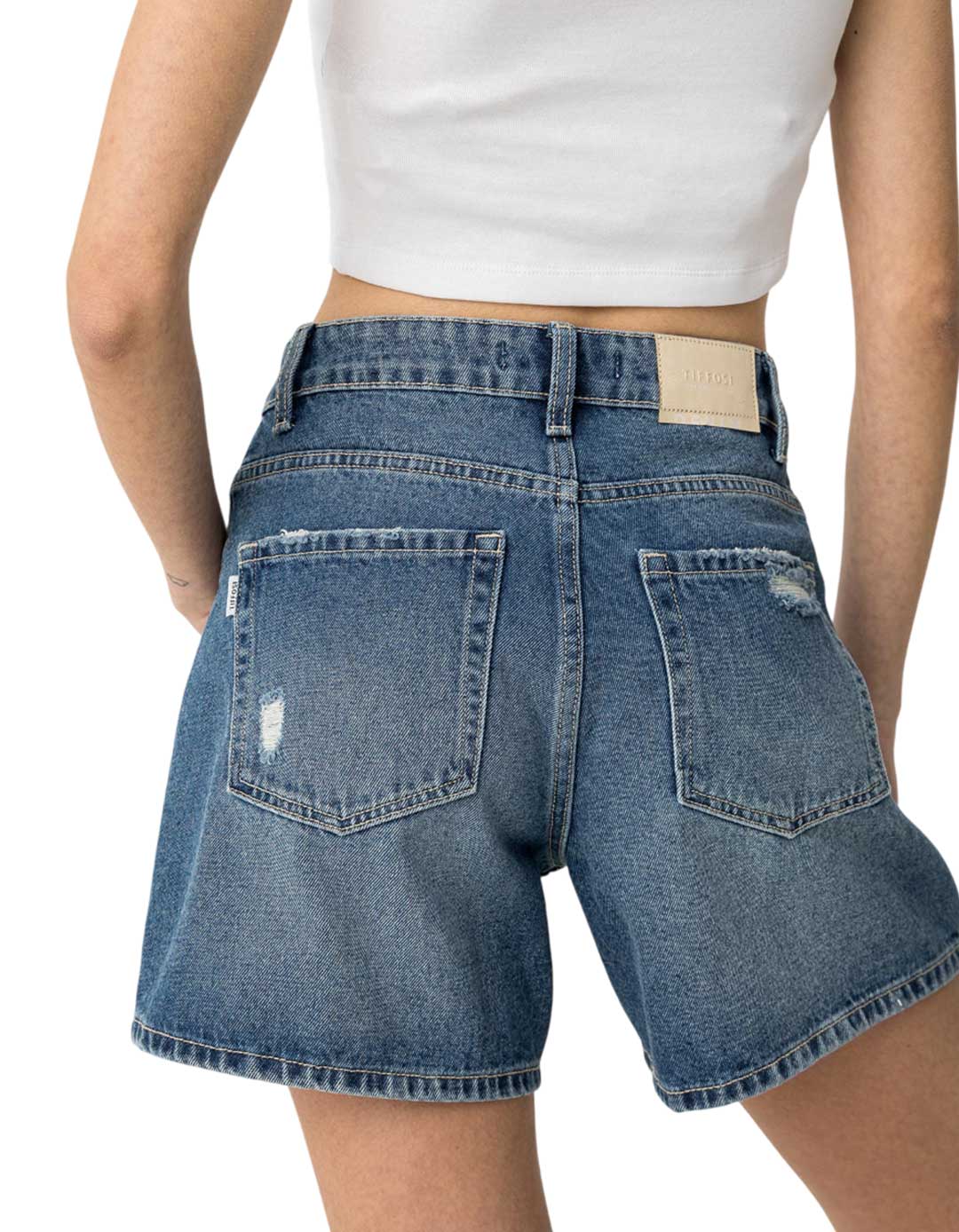 Παιδικό τζιν σορτς ψηλόμεσο 100% βαμβάκι, μπλε.  Παιδικό τζιν σορτς ψηλόμεσο 100% βαμβάκι, μπλε.