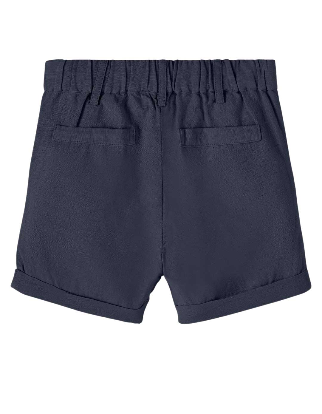 Παιδική βερμούδα μπλε για αγόρι, Regular Fit, 50% βισκόζη, 35% βαμβάκι, 15% λινό.