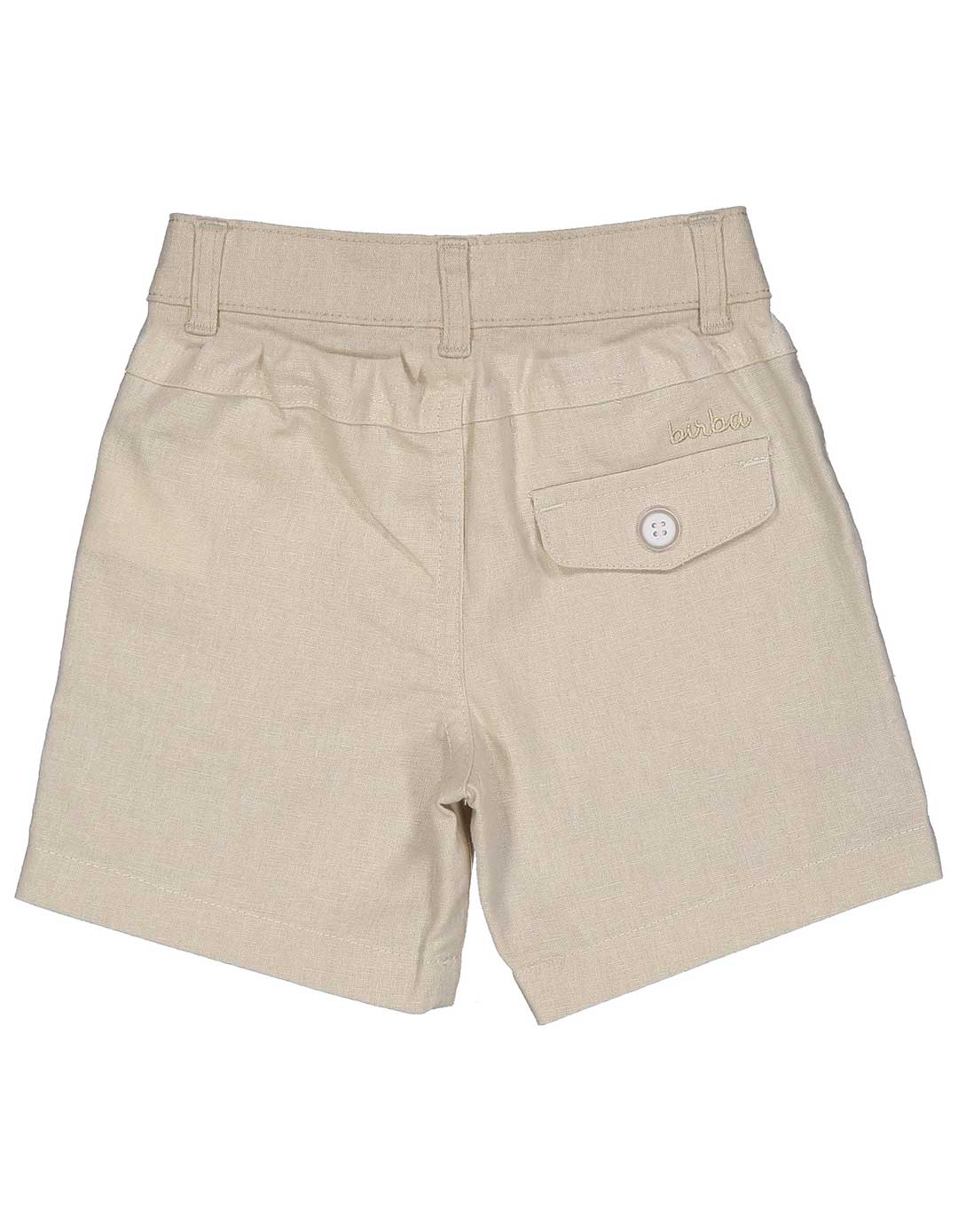 Λινή Βρεφική Βερμούδα Mini Birba Μπεζ για Αγόρι - Καλοκαιρινή Άνεση & Στυλ.Regular Fit.
