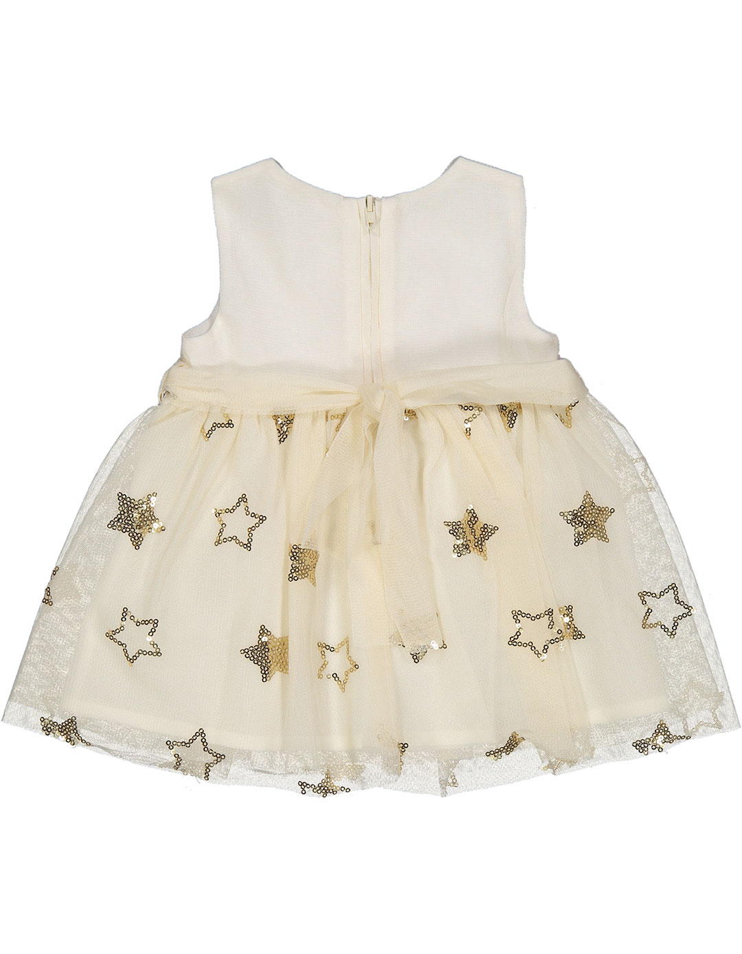 Βρεφικό Φόρεμα Εκρού με Τούλι και Παγιέτες Αστέρια RegularFit.
