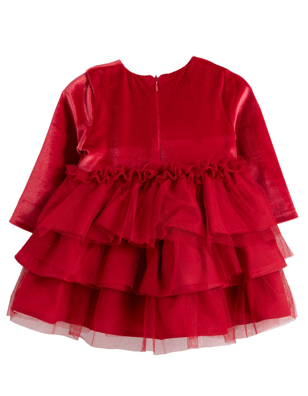 Βρεφικό φόρεμα Babylonfashion κόκκινο με φιόγκο και τούλι