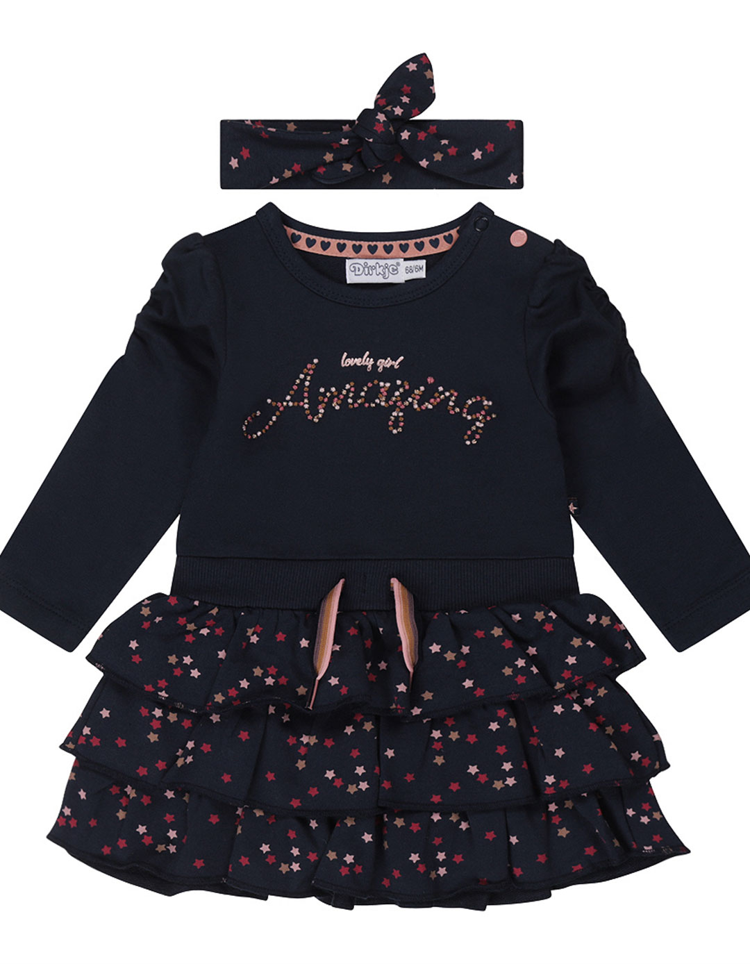 Παιδικό φόρεμα για κορίτσι με κορδέλα, μπλε, Regular Fit, 95% βαμβάκι, 5% ελαστάνη.