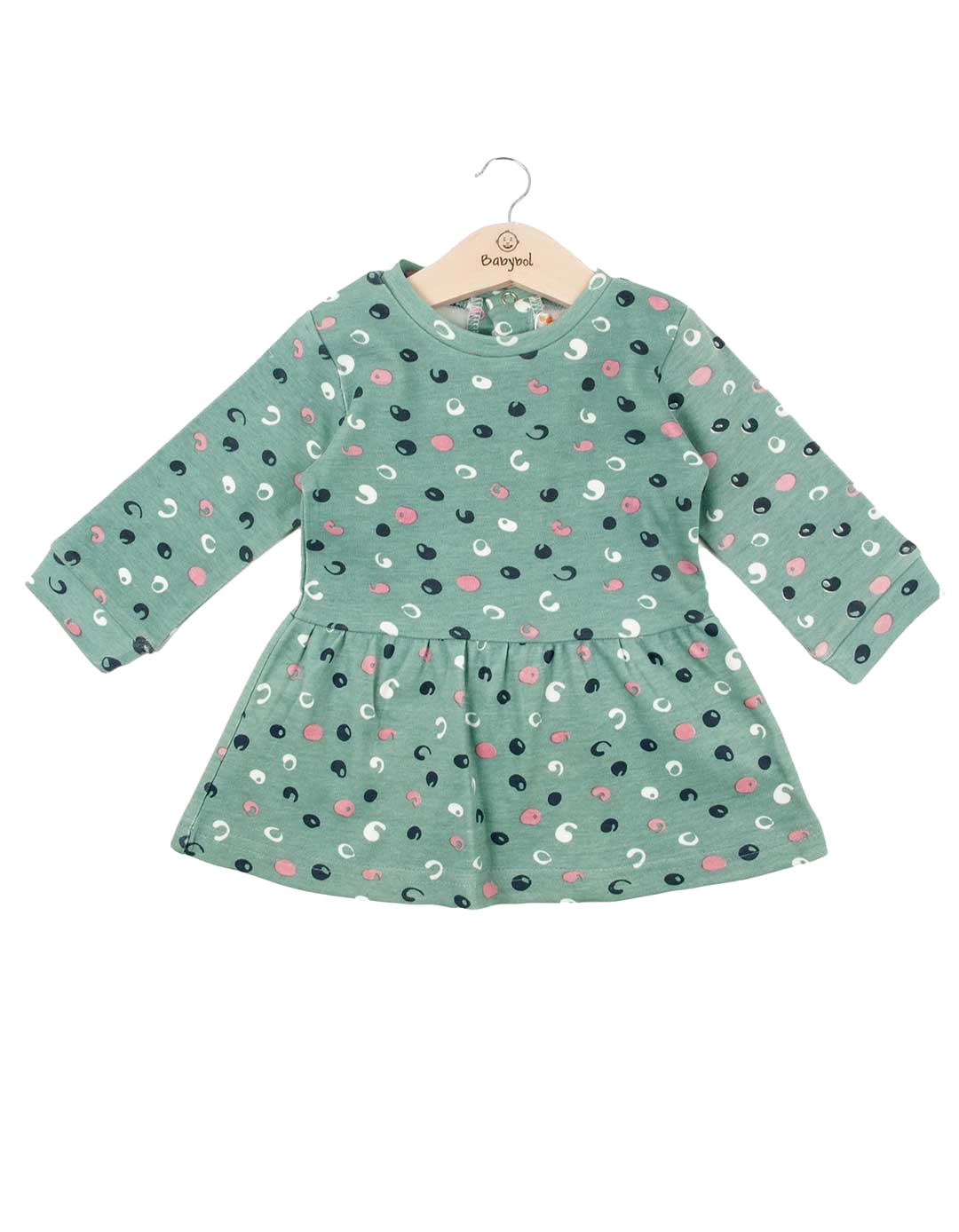 Βρεφικό φόρεμα για κορίτσι, βεραμάν,  Regular Fit, 100% βαμβάκι.