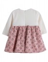 Βρεφικό φόρεμα Babylonfashion ροζ-εκρού με γατούλες και φιόγκο
