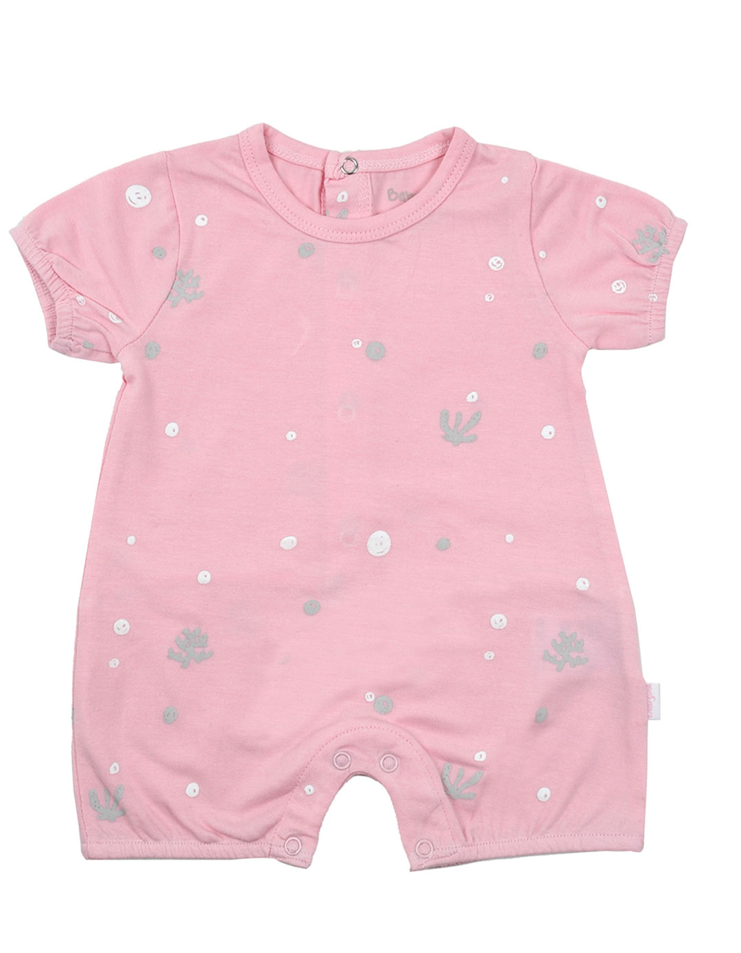 Βρεφικό κοντομάνικο φορμάκι για κορίτσι, ροζ, Regular Fit, 95% βαμβάκι, 5% ελαστάνη.