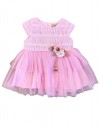 Βρεφικό τούλινο φόρεμα σε ροζ απόχρωση με πλεκτό μπούστο και διακοσμητικό λουλούδι,30%COTTON70%POL.Regular Fit.