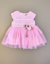 Βρεφικό τούλινο φόρεμα σε ροζ απόχρωση με πλεκτό μπούστο και διακοσμητικό λουλούδι,30%COTTON70%POL.Regular Fit.