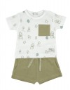 Βρεφικό σετ για αγόρι μπλούζα λευκή και βερμούδα χακί, Regular Fit, 95% βαμβάκι, 5% ελαστάνη. Βρεφικό σετ για αγόρι μπλούζα λευκή και βερμούδα χακί, Regular Fit, 95% βαμβάκι, 5% ελαστάνη.