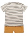 Βρεφικό σετ Dirkje αγορίστικο, μπλουζάκι λευκό ριγέ, σορτς καμηλό, 95% βαμβάκι/ 5% ελαστάνη. Regular Fit.