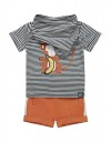 Βρεφικό σετ Dirkje για αγόρι ,T-shirt, σορτς ,φουλάρι, πετρόλ-σκούρο πορτοκαλί ,95% βαμβάκι/ 5% ελαστάνη. Regular Fit.