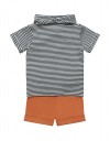 Βρεφικό σετ Dirkje για αγόρι ,T-shirt, σορτς ,φουλάρι, πετρόλ-σκούρο πορτοκαλί ,95% βαμβάκι/ 5% ελαστάνη. Regular Fit.
