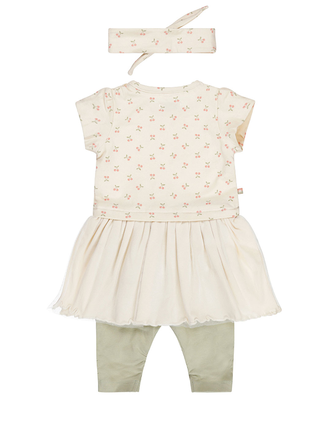 Βρεφικό σετ φόρεμα για κορίτσια Dirkje με κορδέλα σε εκρού χρώμα, Regular Fit, 95% βαμβάκι, 5% ελαστάνη.