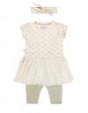 Βρεφικό σετ φόρεμα για κορίτσια Dirkje με κορδέλα σε εκρού χρώμα, Regular Fit, 95% βαμβάκι, 5% ελαστάνη.
