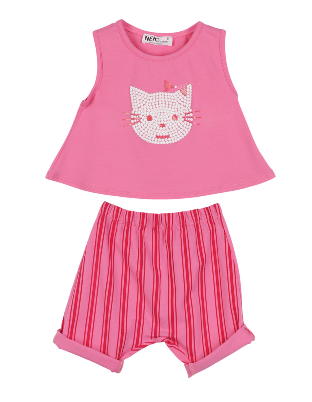 Καλοκαιρινό βρεφικό σετ για κορίτσια από τη NEK Kids Wear,ροζ.Regular Fit,100% βαμβάκι .