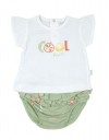 Βρεφικό σετ για κορίτσι μπλούζα και βρακάκι, λευκό-βεραμάν, Regular Fit, 95% βαμβάκι, 5% ελαστάνη.