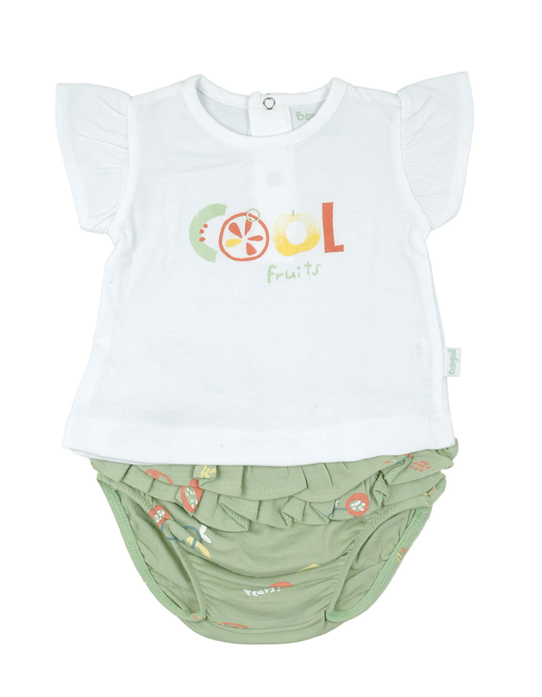 Βρεφικό σετ για κορίτσι μπλούζα και βρακάκι, λευκό-βεραμάν, Regular Fit, 95% βαμβάκι, 5% ελαστάνη.