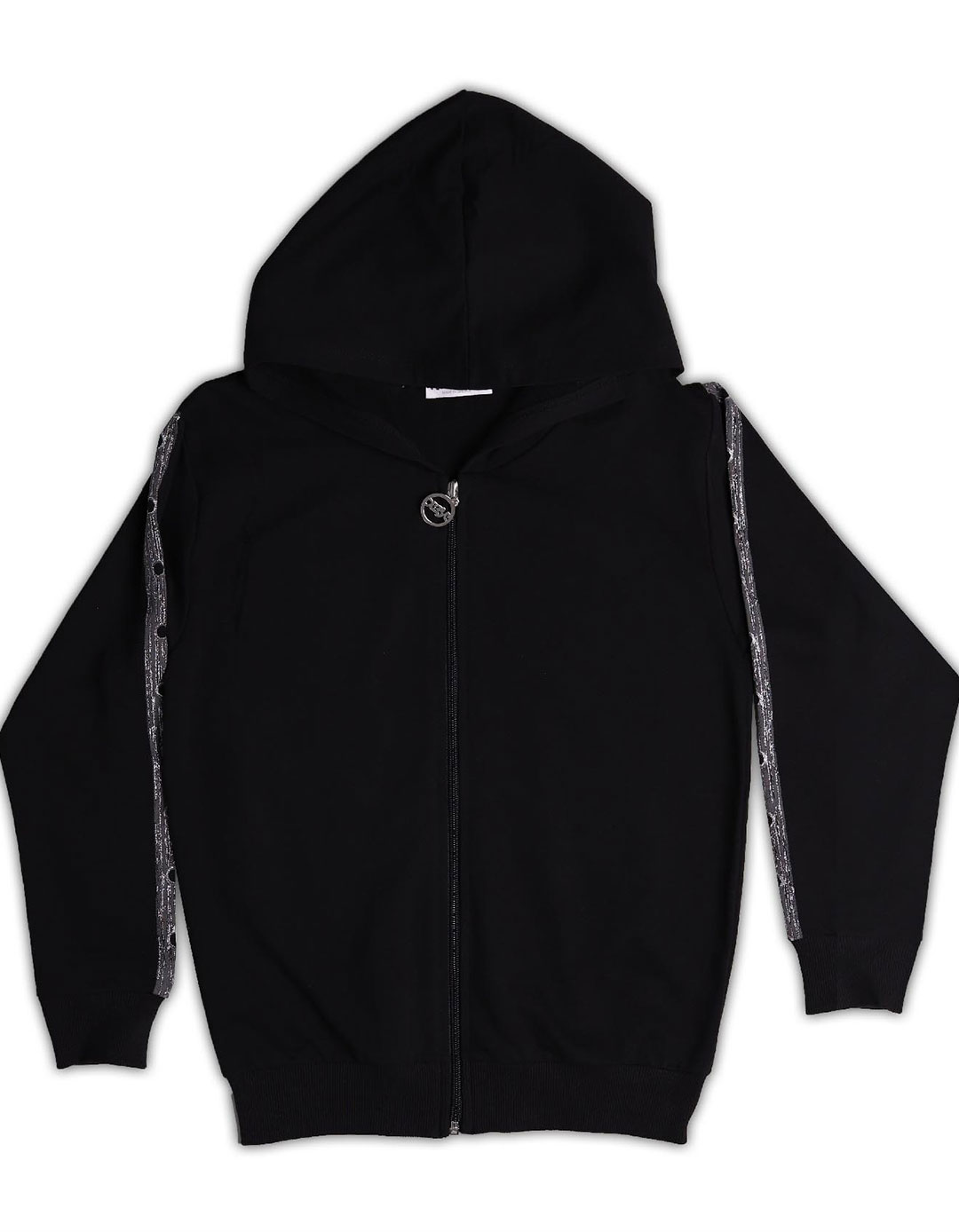 Ζακέτα NEK kidswear εποχιακή για κορίτσι μαύρη, Regular Fit, 95% βαμβάκι, 5% ελαστάνη.