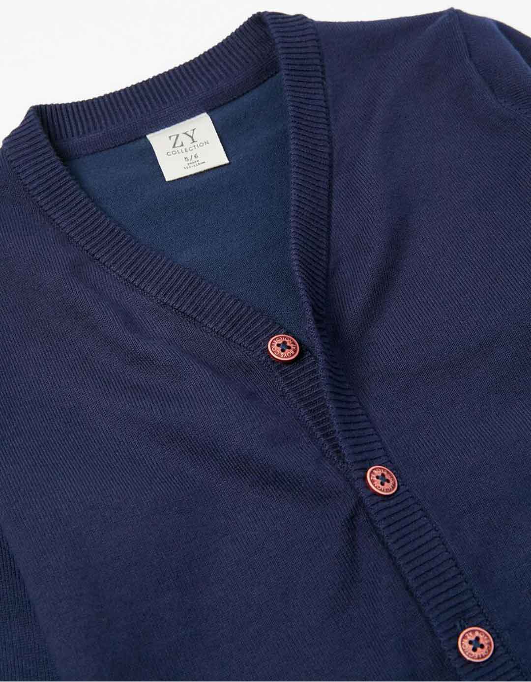 Πλεκτή ζακέτα για αγόρι μπλε, Slim Fit, 70% βαμβάκι, 30% πολυαδιμική.