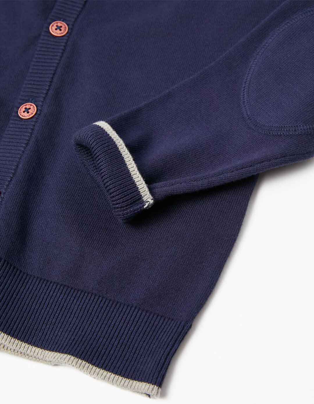 Πλεκτή ζακέτα για αγόρι μπλε, Slim Fit, 70% βαμβάκι, 30% πολυαδιμική.