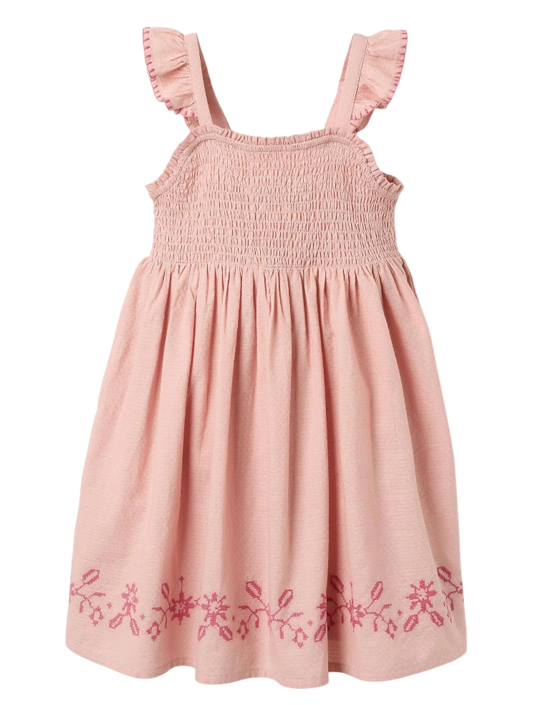 Παιδικό σομόν Φόρεμα Με Κέντημα Zippy,100% βαμβάκι.Slim Fit.